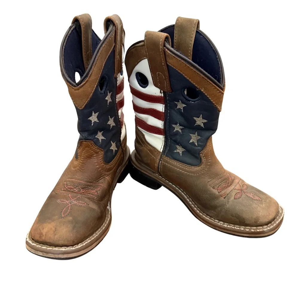 Smoky Mountain Kids Stars and Stripes USA Flag Western Cowboy Boots Size 11 R
